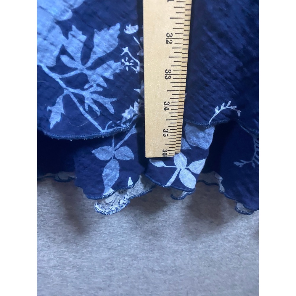 Coldwater Creek Womens 2X Blue Floral Cotton V-Neck Ruffle Hem Dress 605184 - Picture 5 of 8